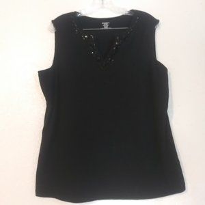 Dressbarn women's size 18/20 black sleeveless beaded top